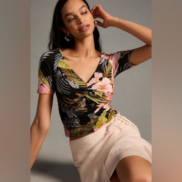 Favorite Daughter NWT The Bad Decisions Ruched Top in Hawaiian Clay Size Large - Picture 5 of 10